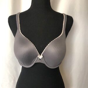 VICTORIA’S SECRET Body By Victoria gray/cream bra. Trim cream lace. Size 36 C.